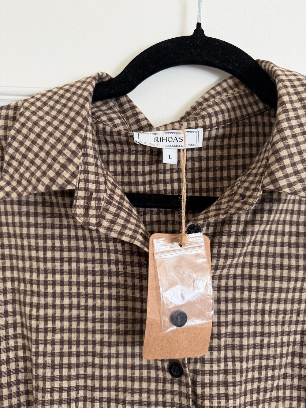 RIHOAS Brown Gingham Pleated Midi Dress NWT Size L - Picture 3 of 7
